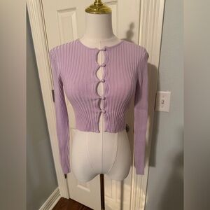 Urban Outfitters Lilac Ribbed Cut-Out Crop Top